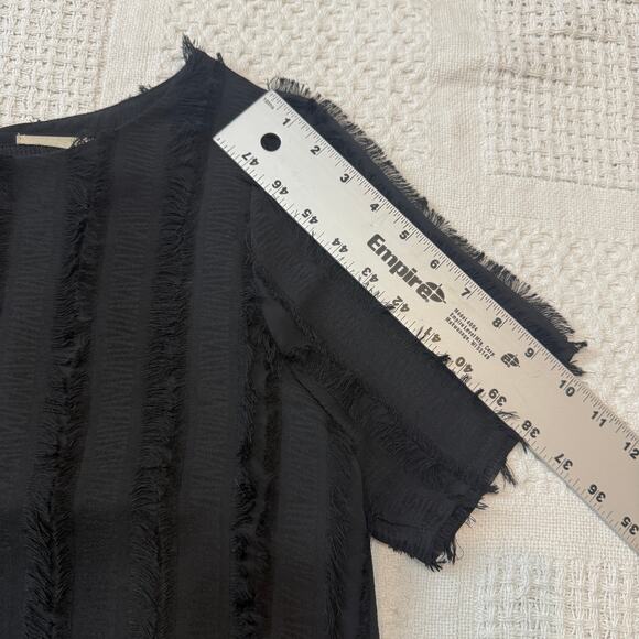 Anthropologie Everleigh medium sheer fringe fray feathered top TB 2684 - Picture 5 of 9
